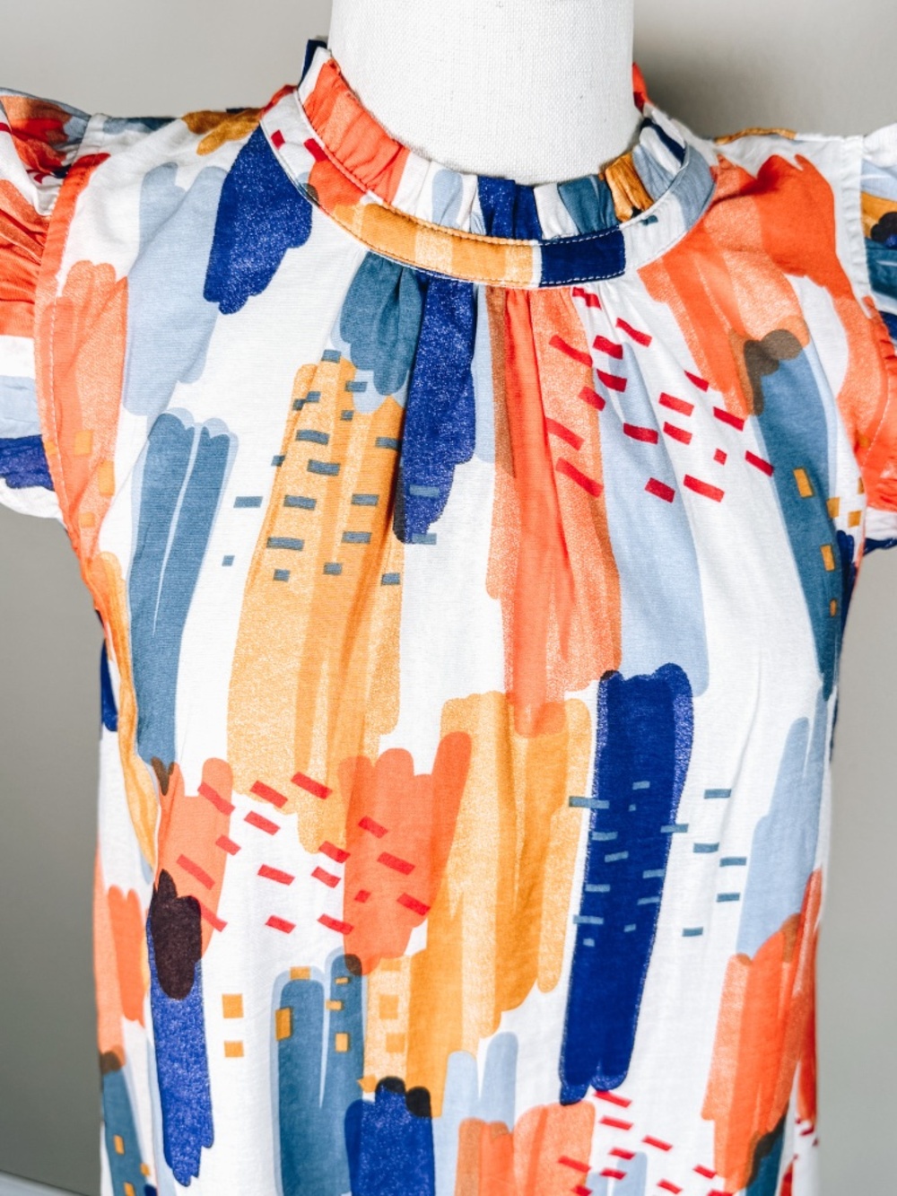 THML Abstract Print Flutter Sleeve Swing Dress XS - D3 - Picture 6 of 12